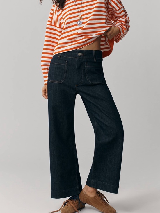 Anthropologie Denim - Maeve Anthropologie Colette Wide Leg Cropped Jeans Women 28 Dark Wash